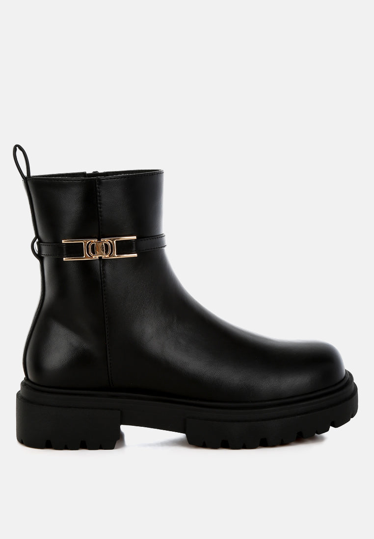 Corsac Buckle Belt Ankle Boots