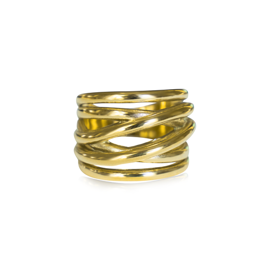 Kai 18K Gold Plated Intertwined Band Ring