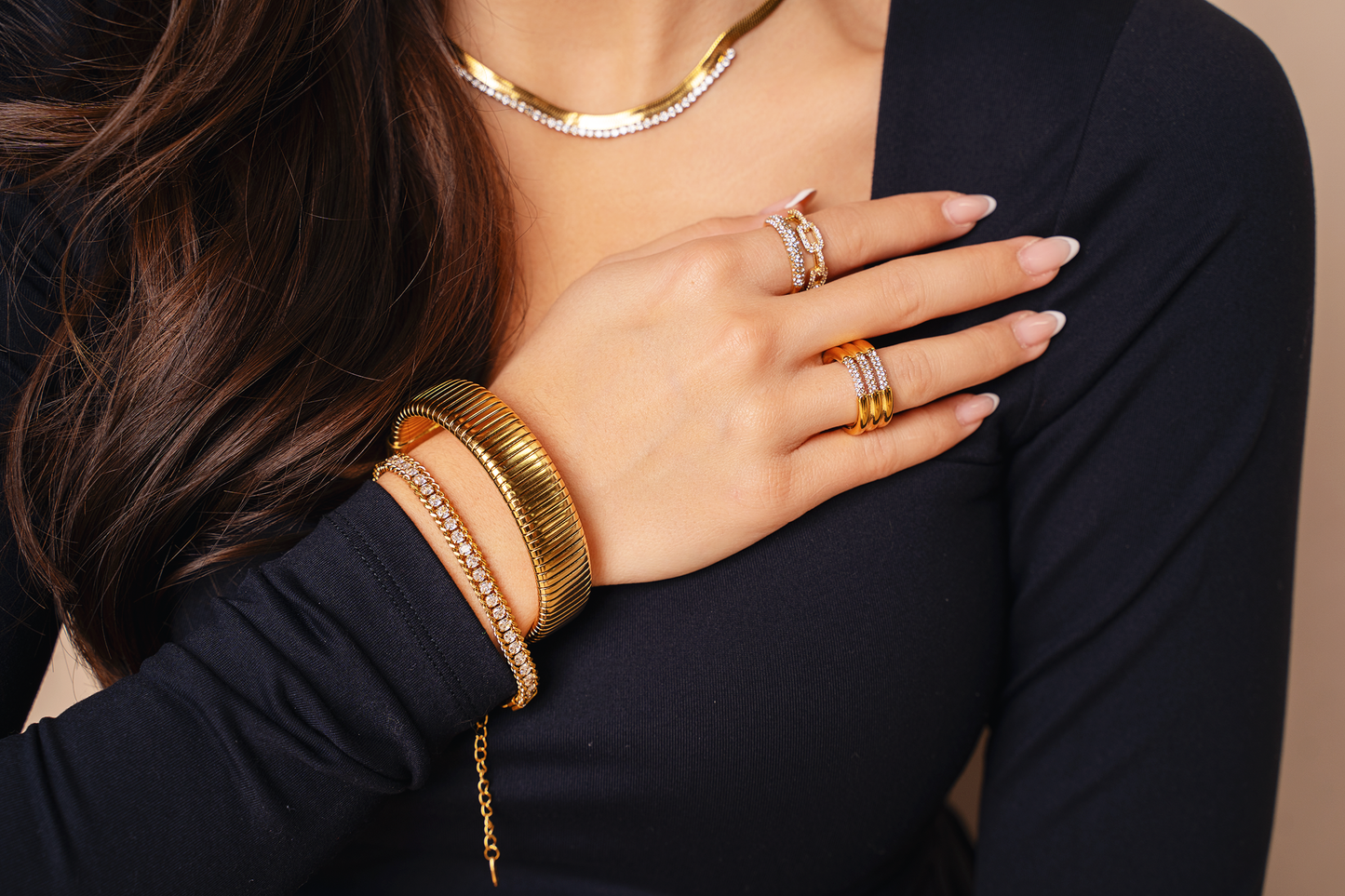 Callie Triple Stack Illusion Wide Band Ring