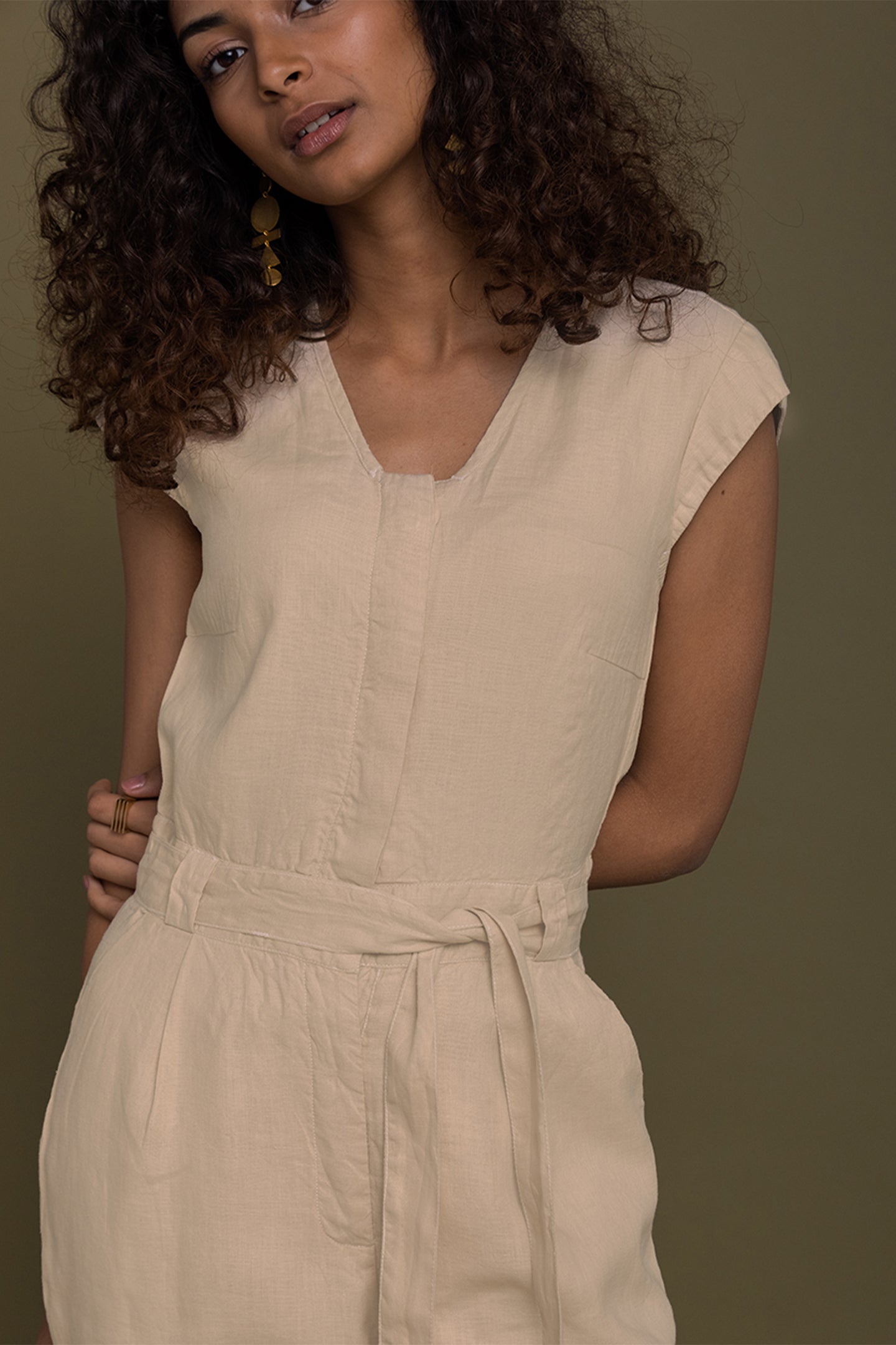 Evening Chai Jumpsuit in Neutral Beige
