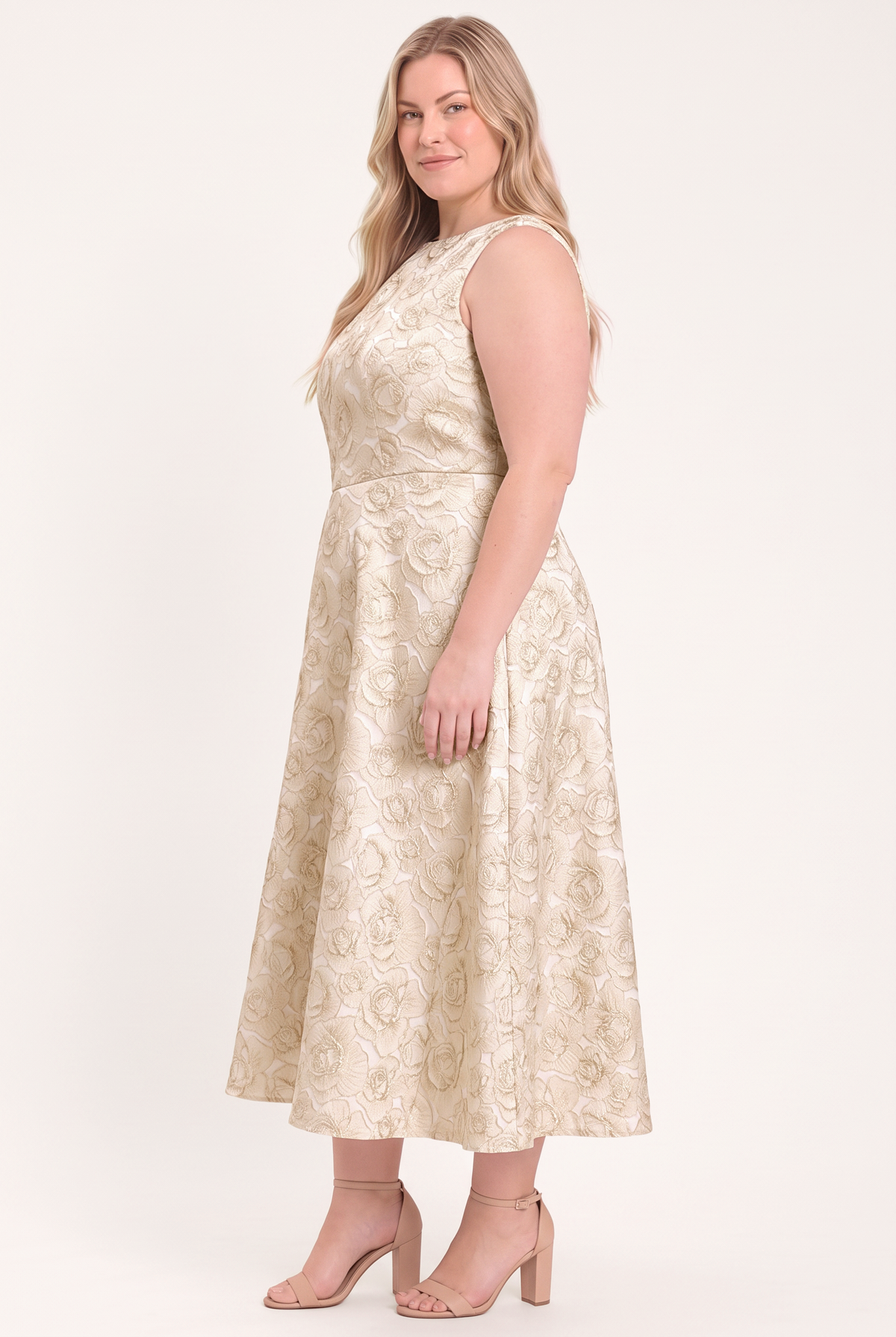 GILDED ROSE WOVEN MIDI DRESS
