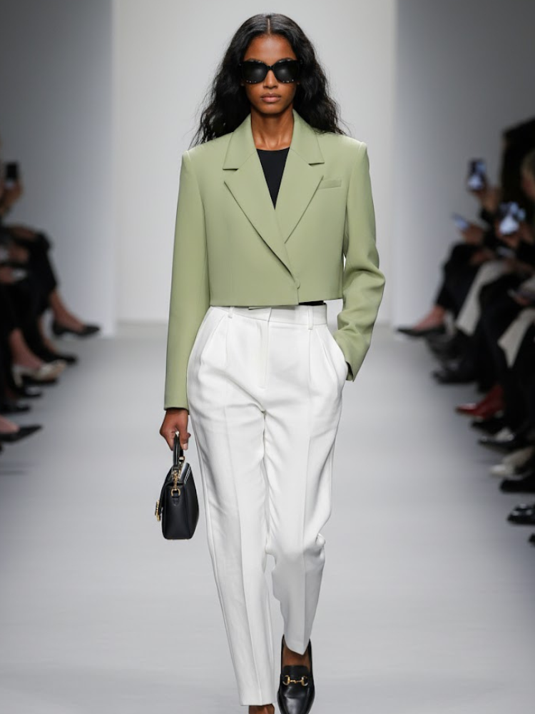 FLATIRON Cropped Power-Shoulder Blazer