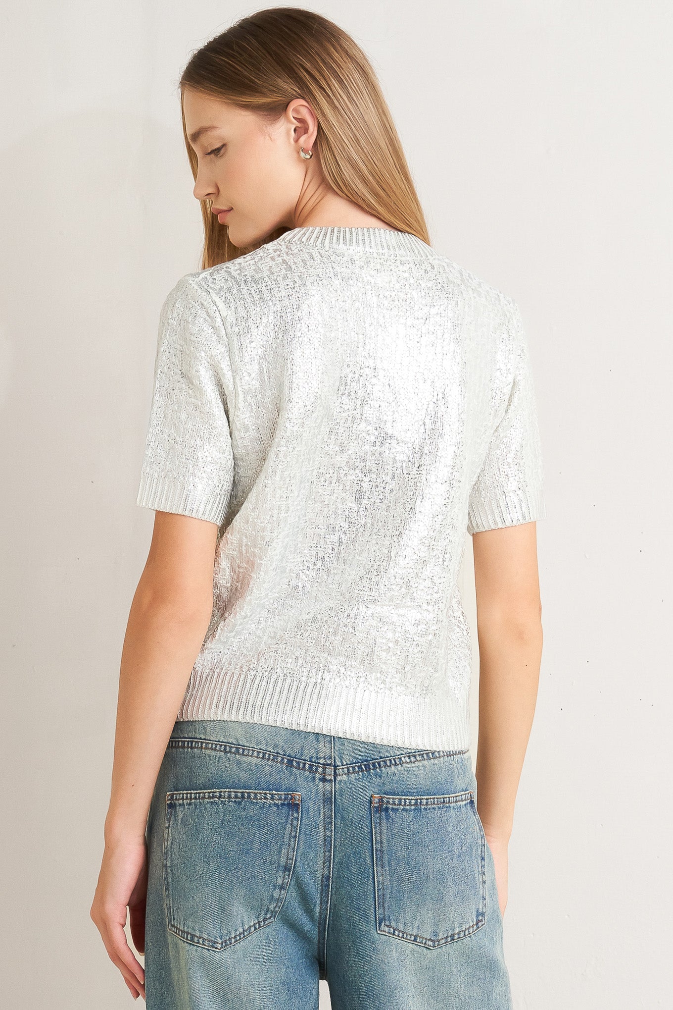 Silver Glow Knit Top
