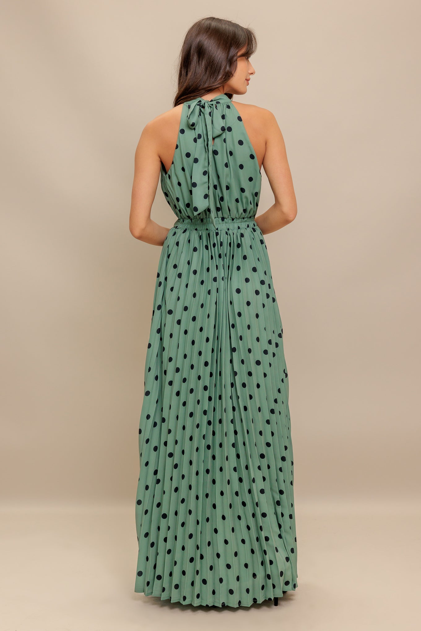 Halter Dot Glow Woven Maxi Dress
