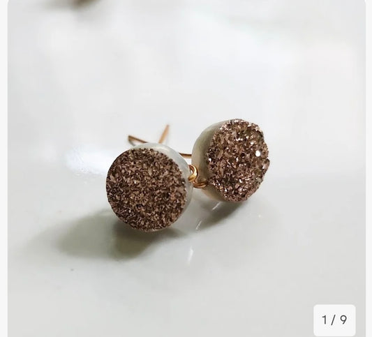 Rose gold Druzy Post Earrings