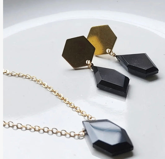 Mod Mania Onyx Geometric Earrings Set