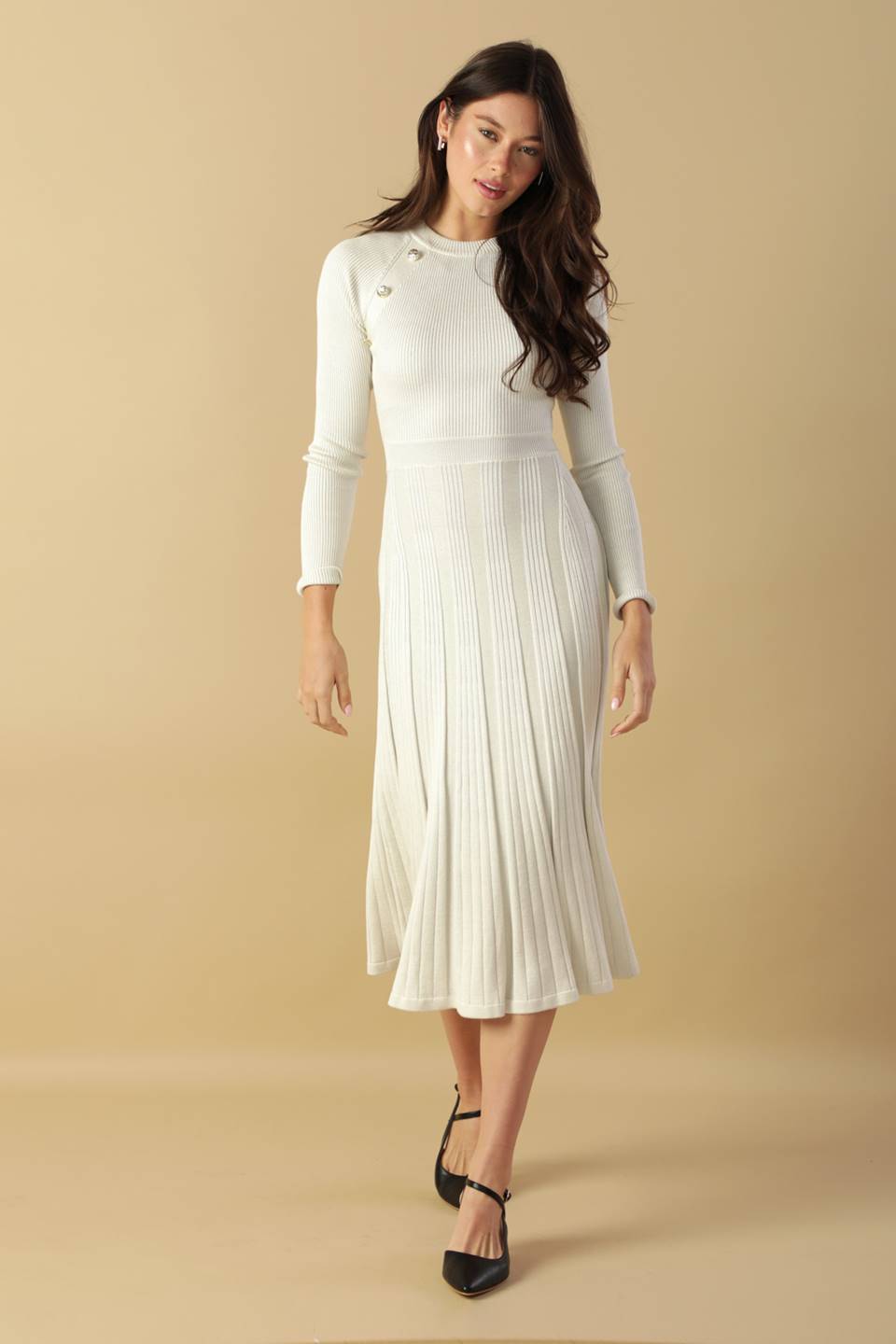 HIGH STANDARDS SWEATER MIDI DRESS: