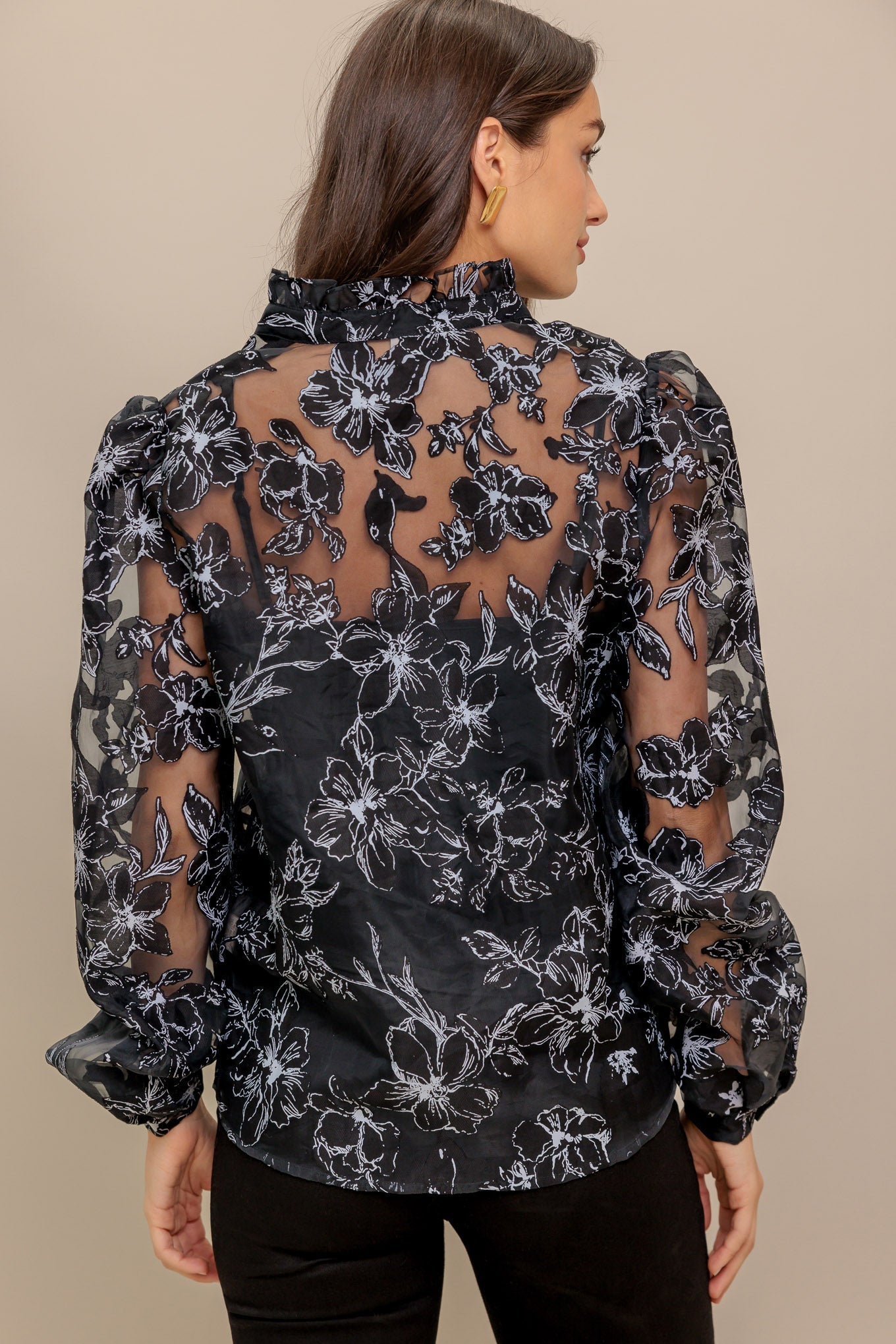 SHARE MY DAY WOVEN ORGANZA TOP