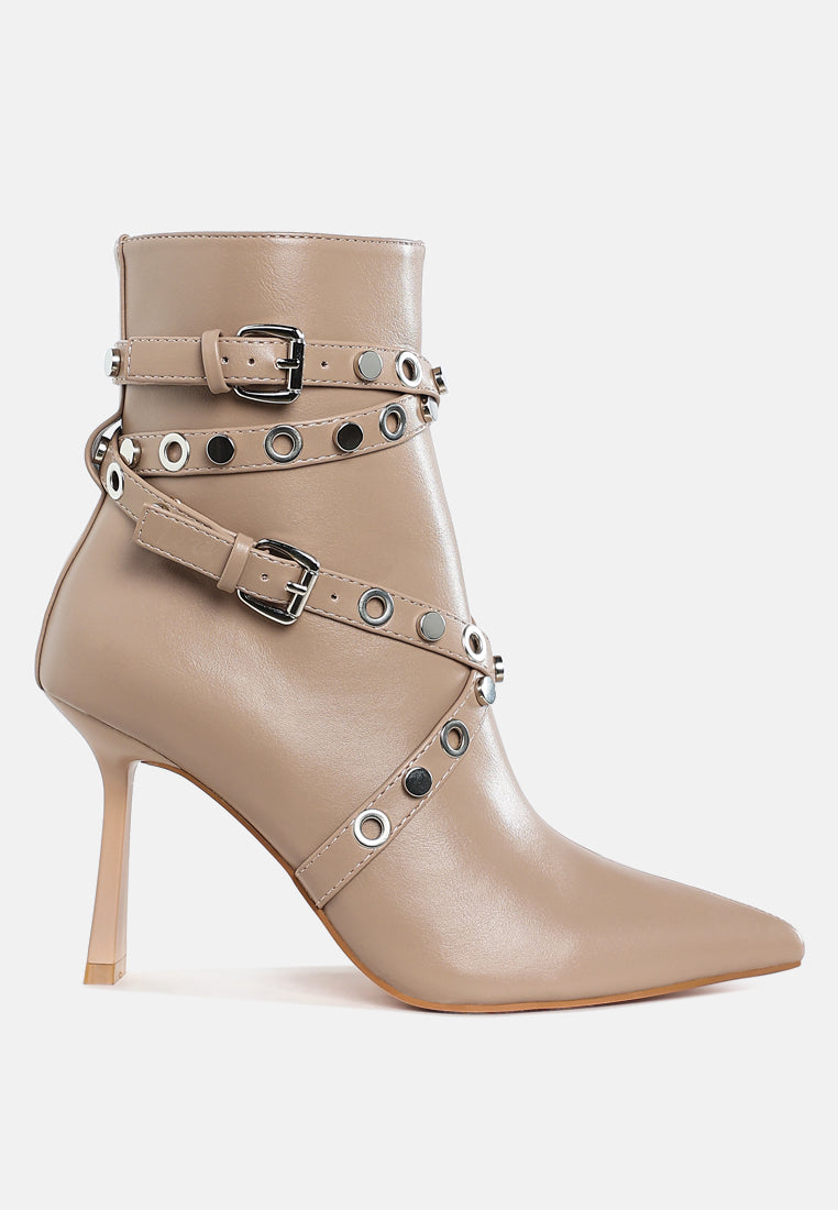 Jacinta Slim Flared Heel Strappy Boots
