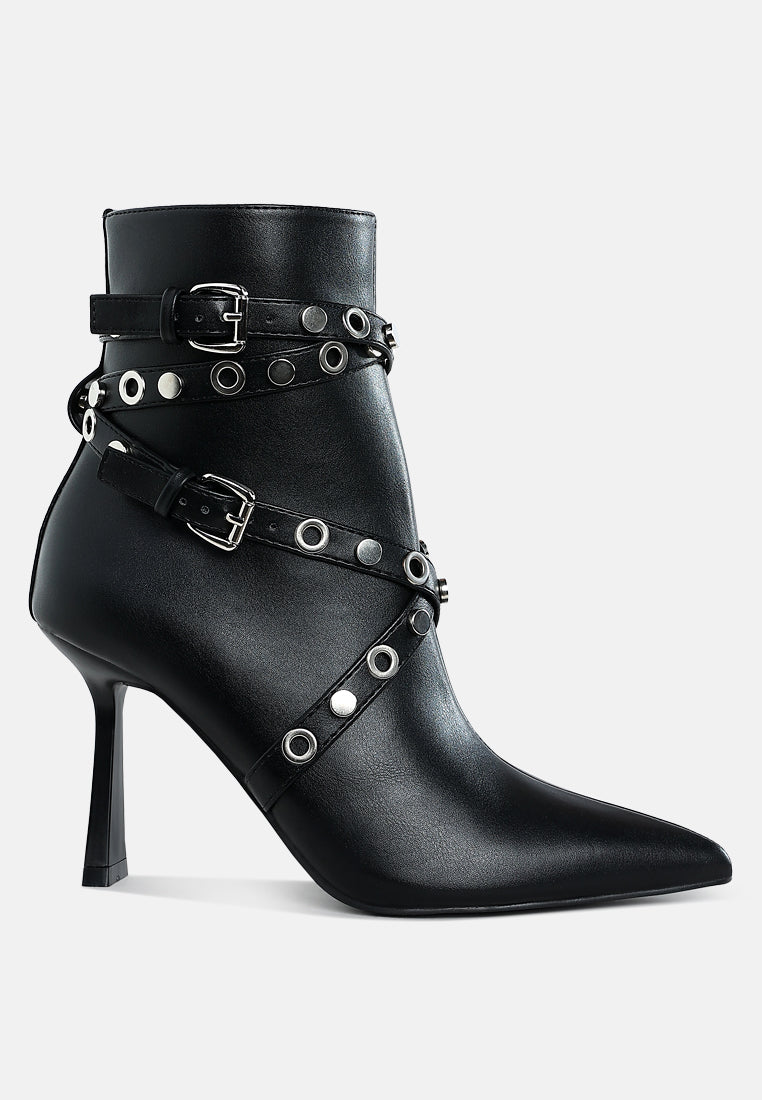 Jacinta Slim Flared Heel Strappy Boots