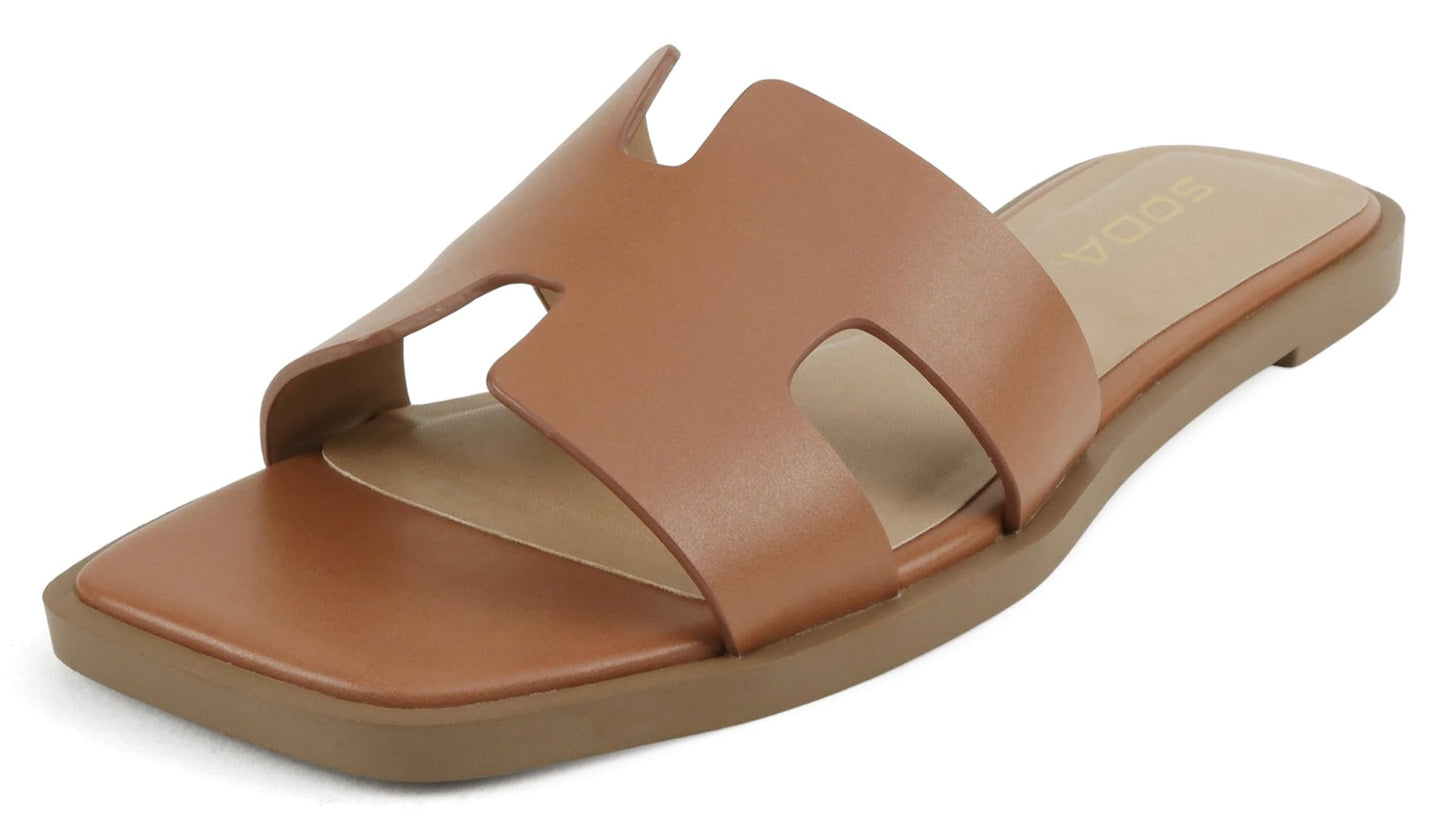 KNIT-S Slip-On Sandals in Cognac