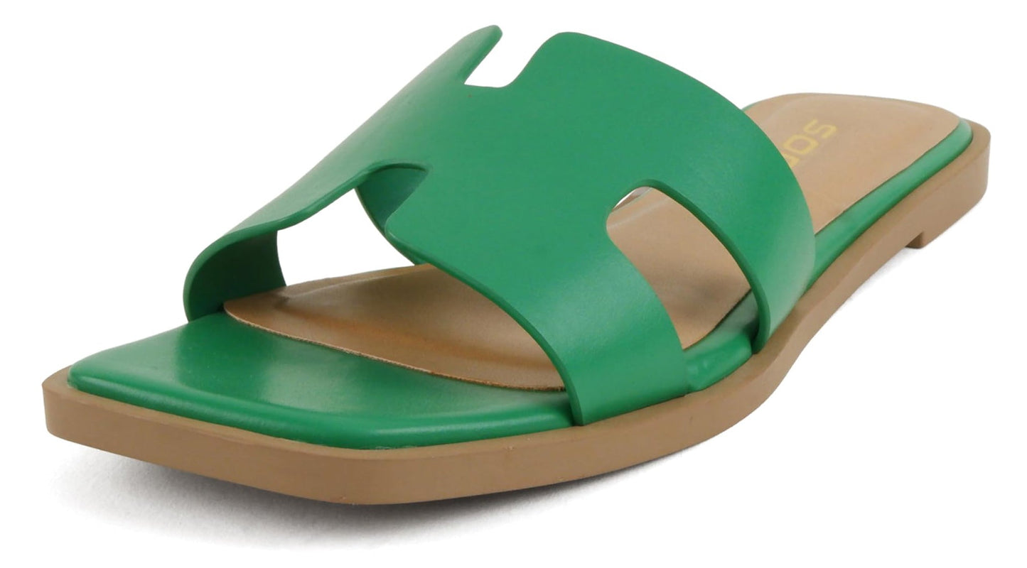 KNIT-S Slip-On Sandals in Green – Soda Shoes
