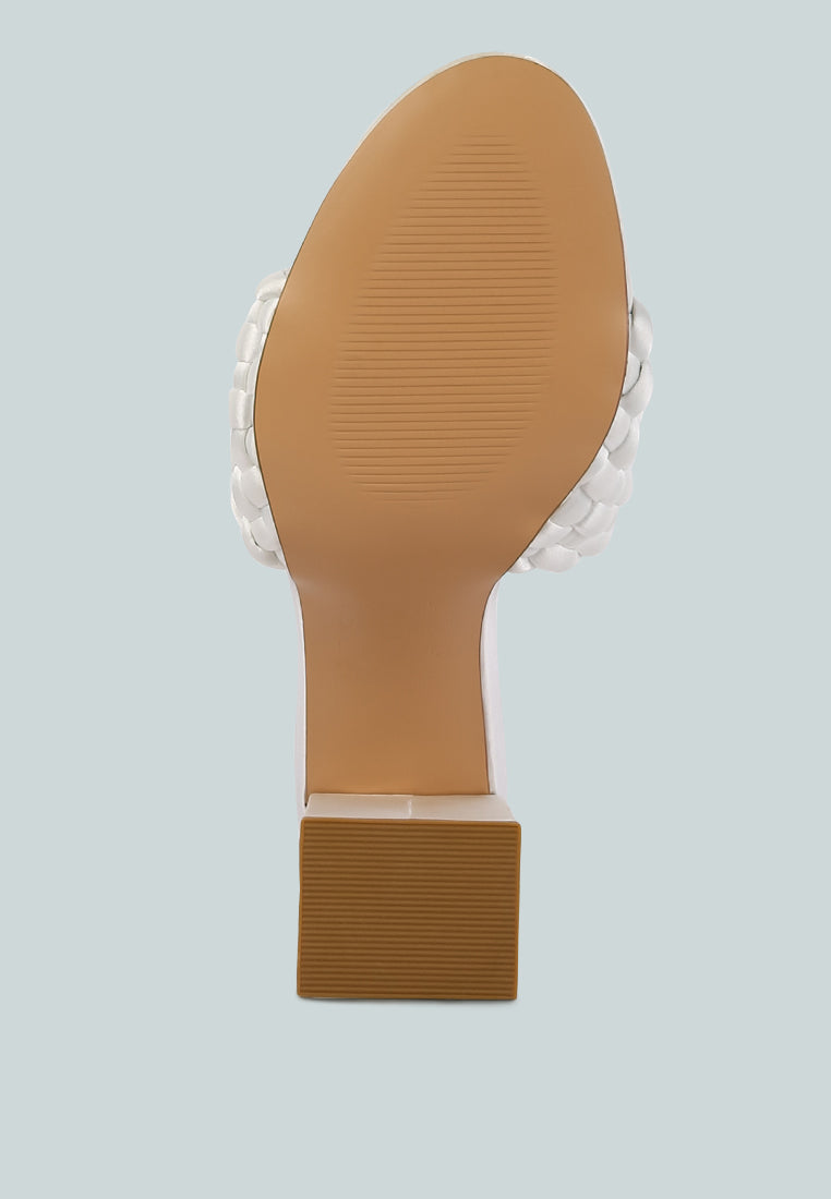 Braided Satin Block Heel Sandals