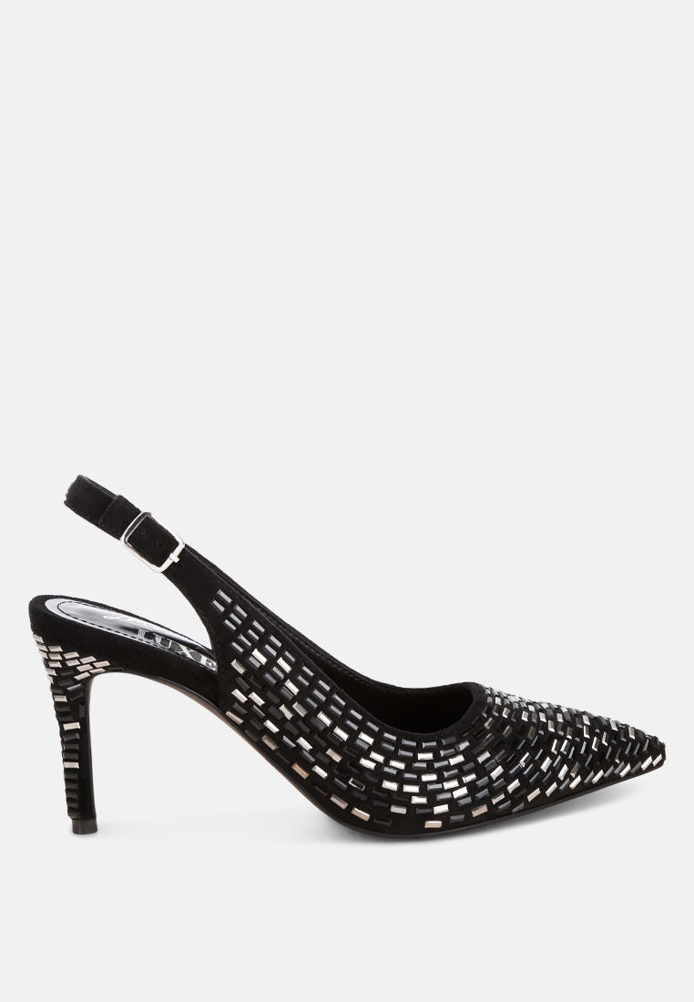 Lutina Rhinestones Embellished Slingback Sandals