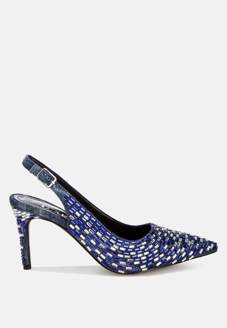 Lutina Rhinestones Embellished Slingback Sandals