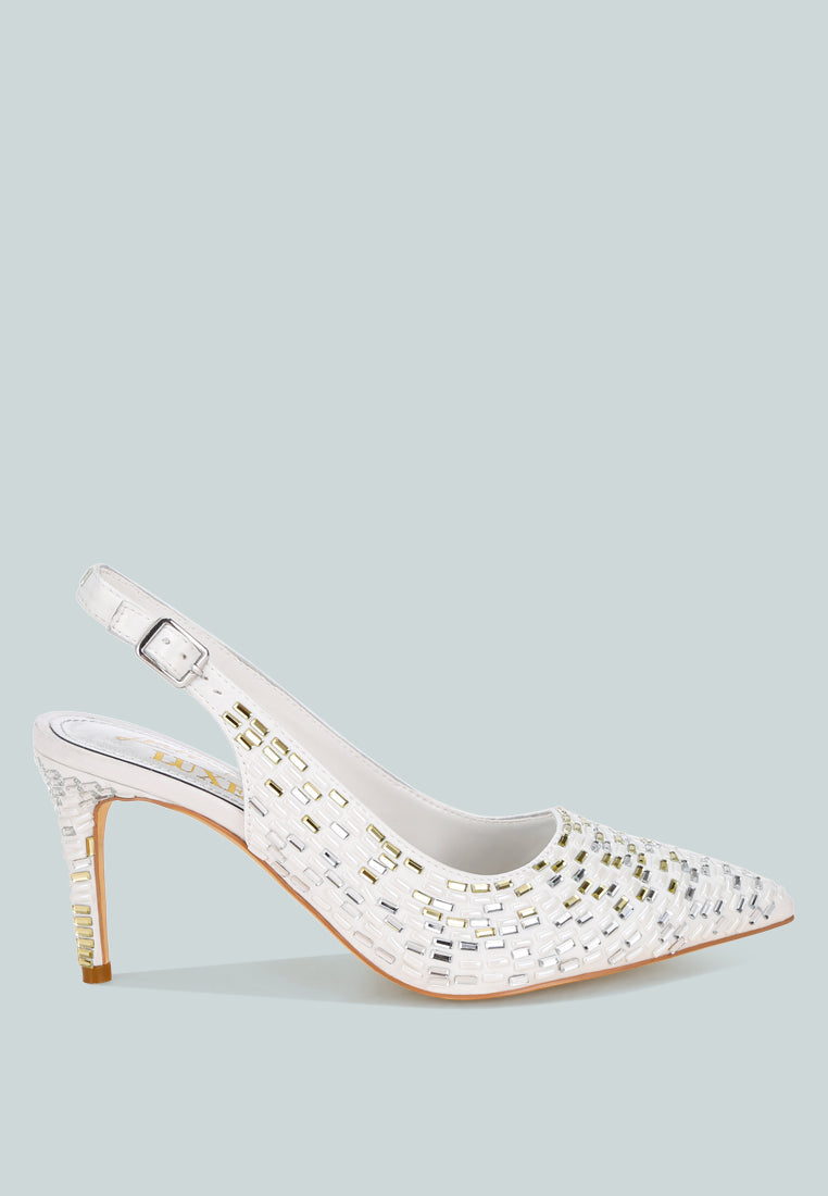 Lutina Rhinestones Embellished Slingback Sandals
