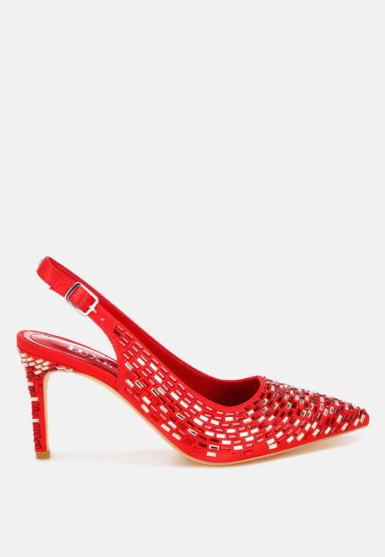 Lutina Rhinestones Embellished Slingback Sandals