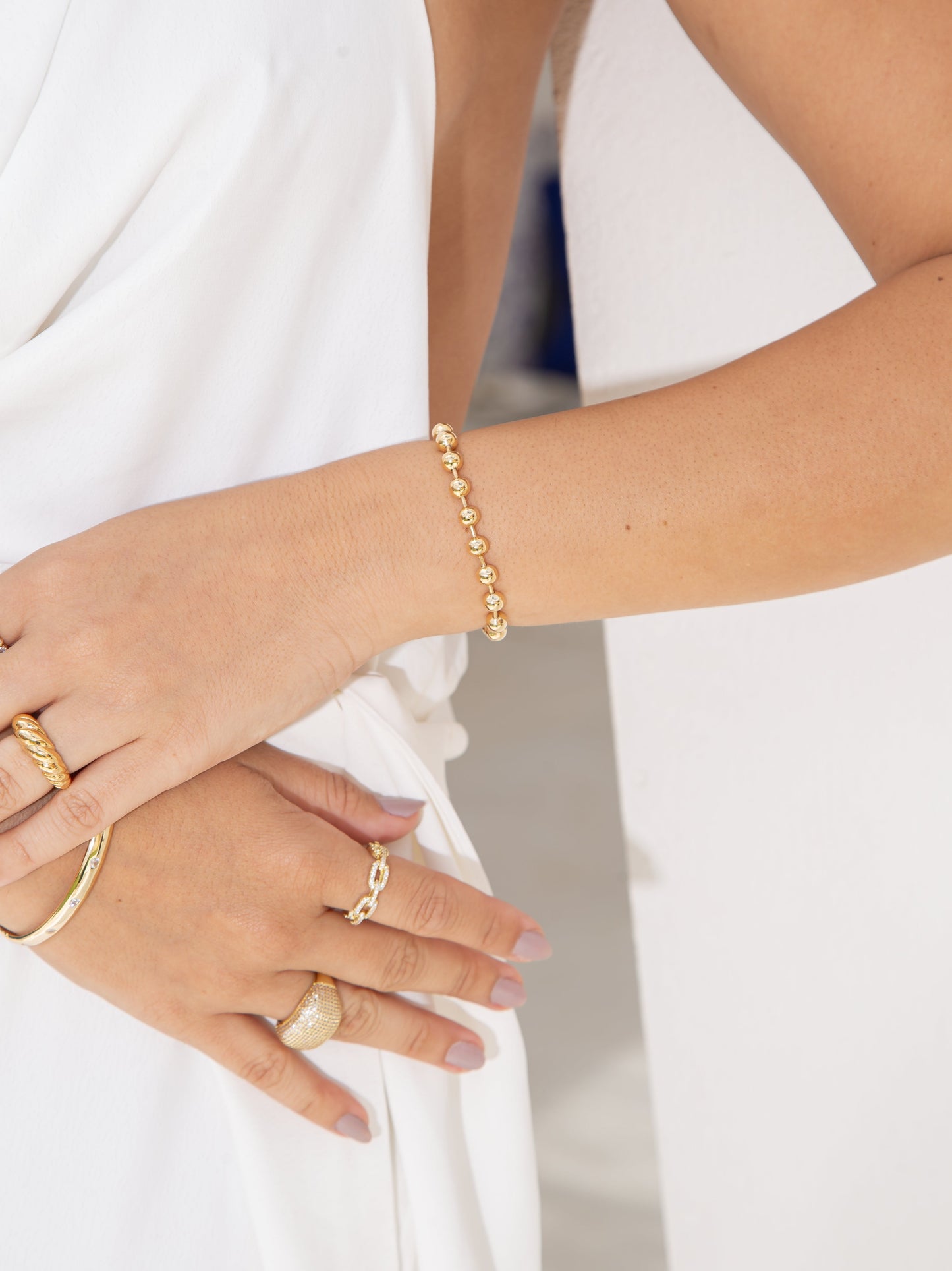 18K Gold Filled Beaded Ball Chain Bracelet