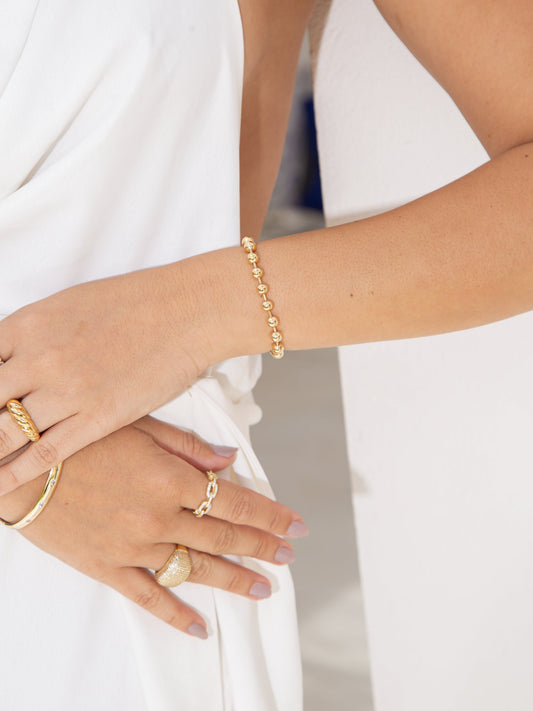 18K Gold Filled Beaded Ball Chain Bracelet & Necklace