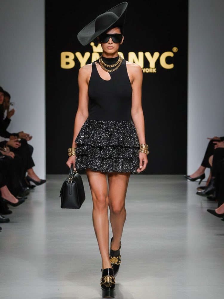 ECLIPSE Midnight Sequin Flare Dress – BYMANYC® New York