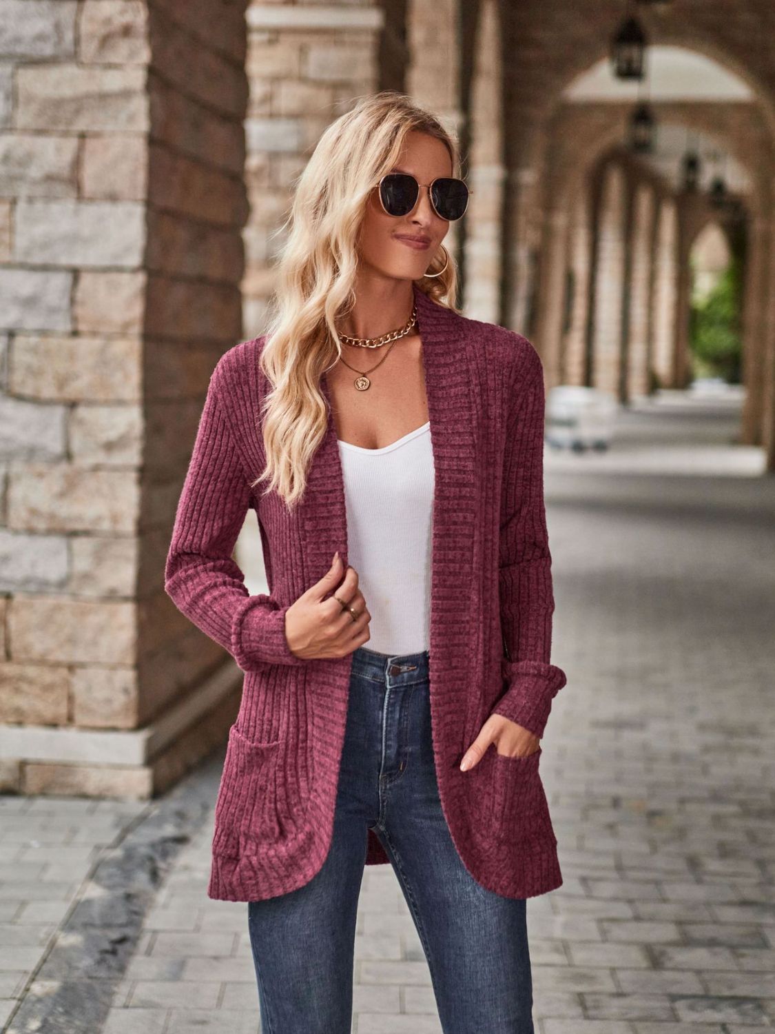 Open Front Cardigan with Pockets - Lightweight Everyday Layer
