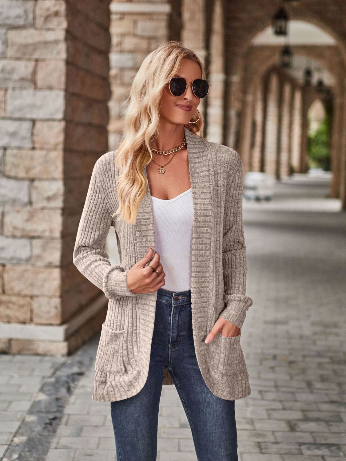 Open Front Cardigan with Pockets - Lightweight Everyday Layer