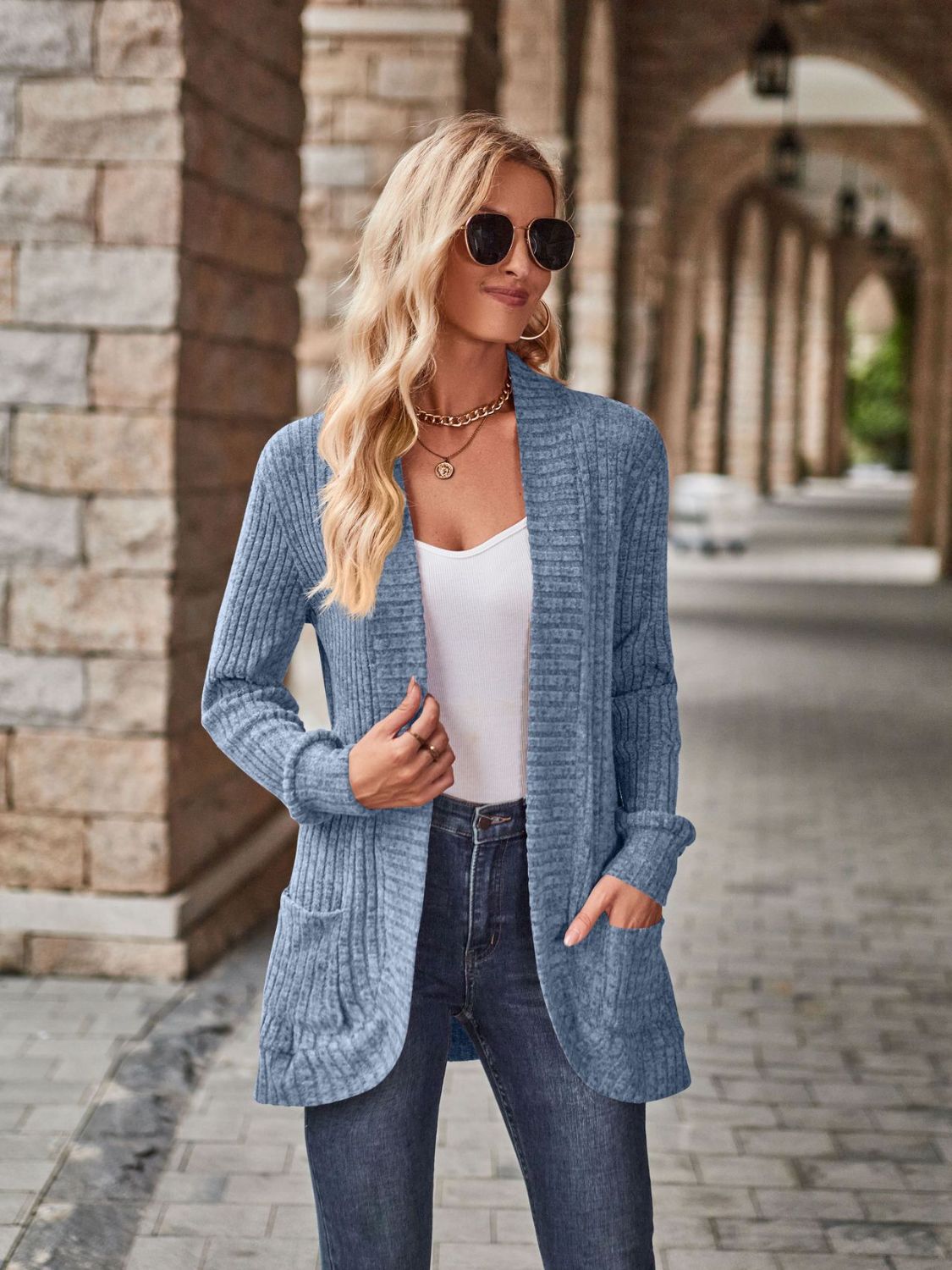 Open Front Cardigan with Pockets - Lightweight Everyday Layer