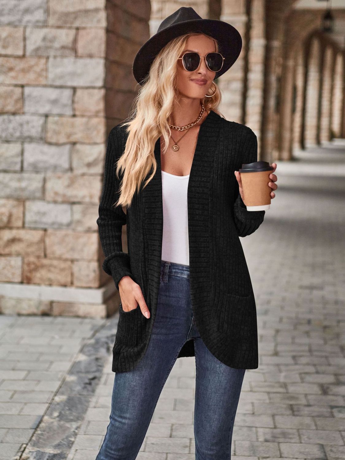 Open Front Cardigan with Pockets - Lightweight Everyday Layer