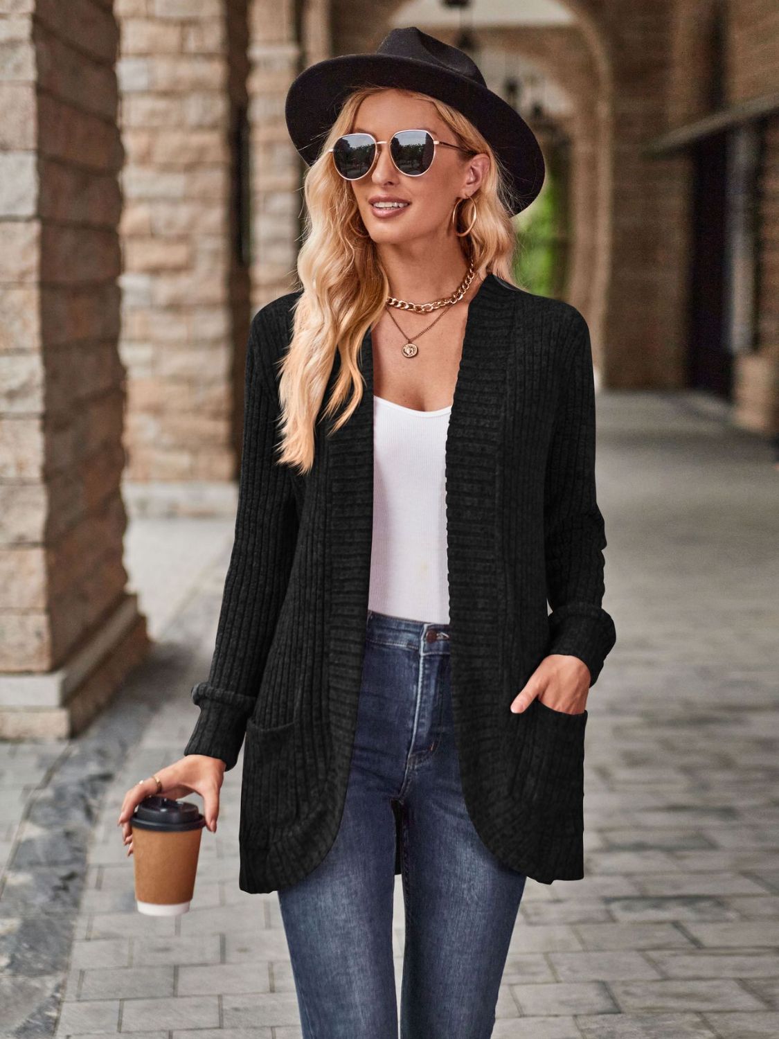 Open Front Cardigan with Pockets - Lightweight Everyday Layer