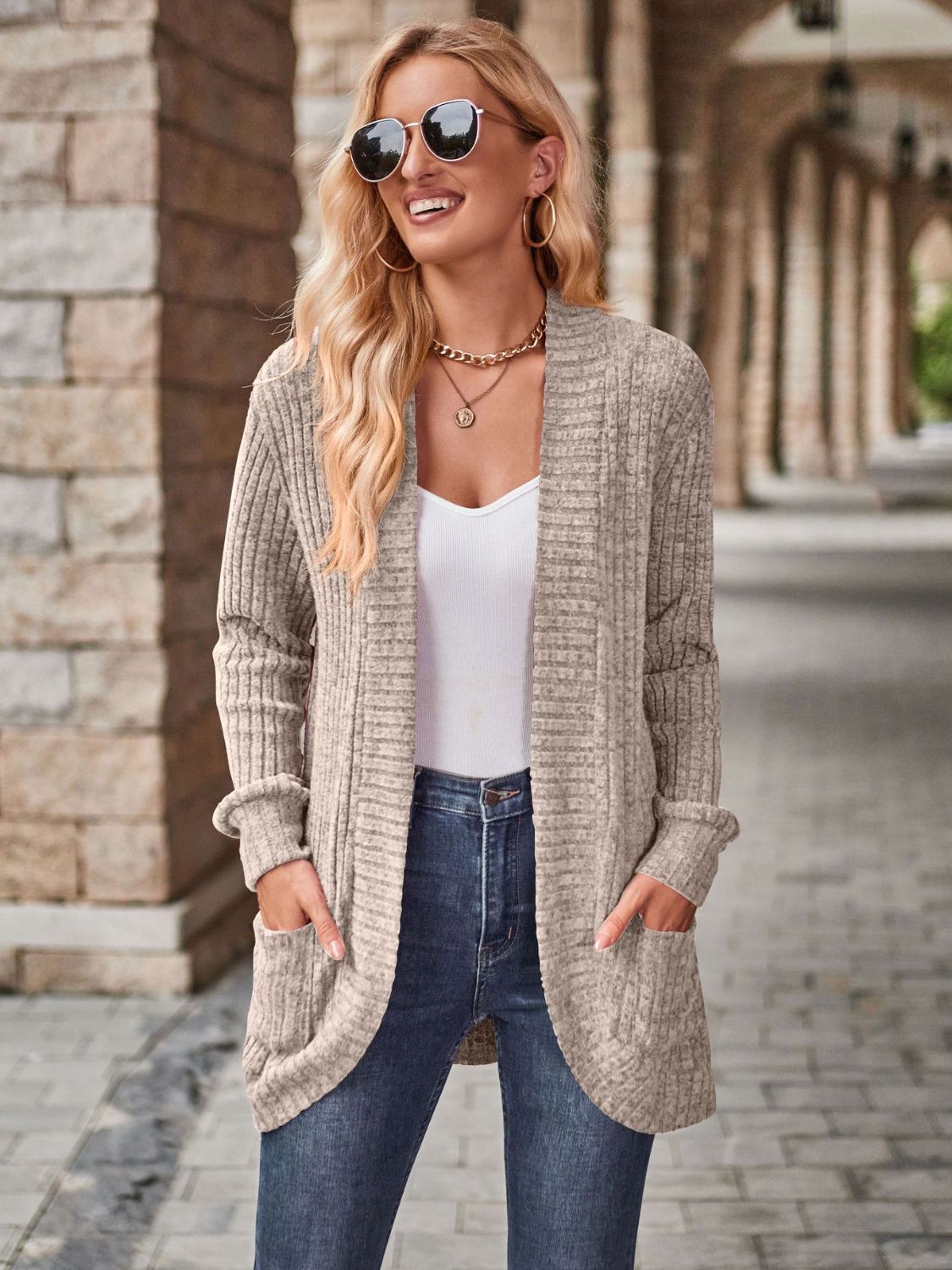 Open Front Cardigan with Pockets - Lightweight Everyday Layer