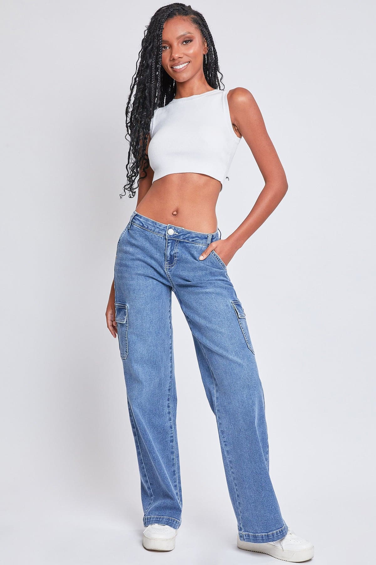Women's Low-Rise Straight Leg Cargo Skater Jeans