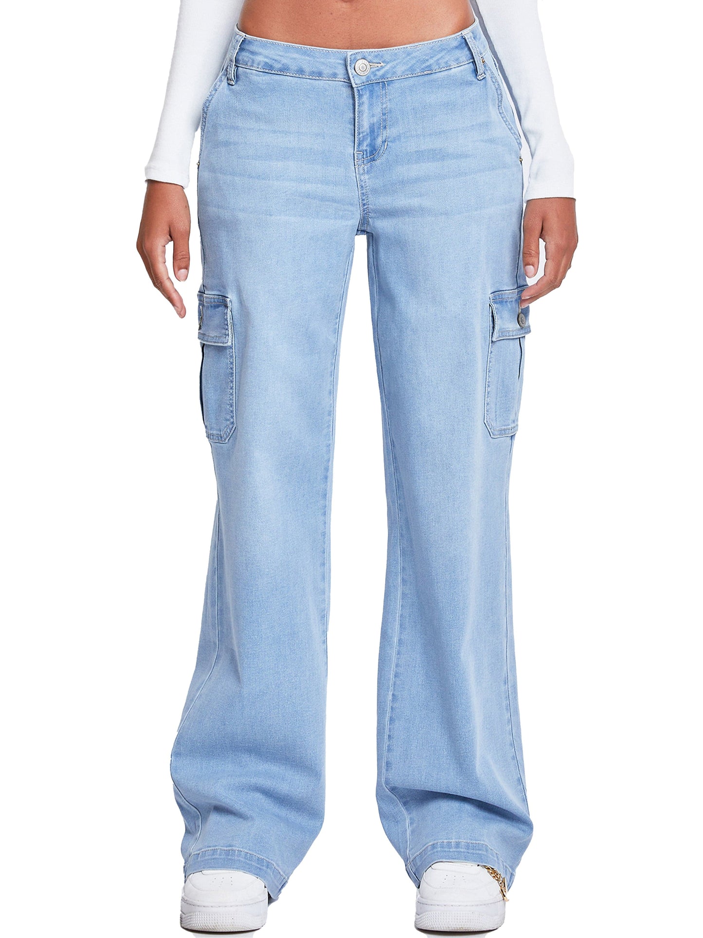 Women's Low-Rise Straight Leg Cargo Skater Jeans