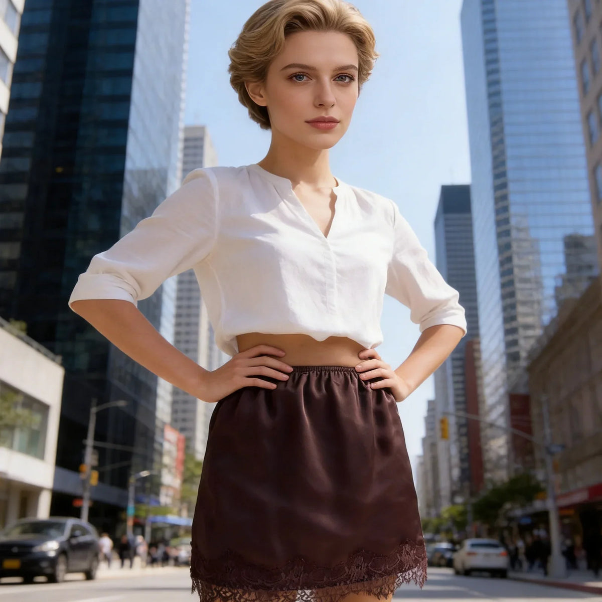 Women's Lace-Trim Mini Skirt