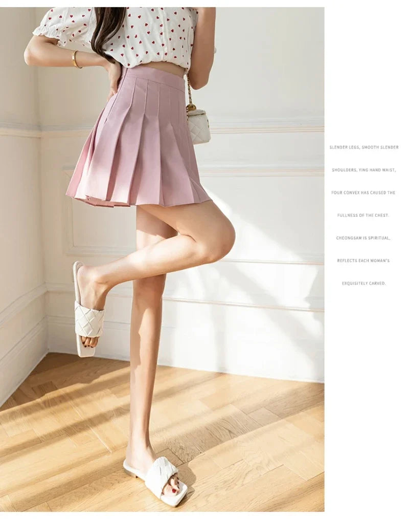 White Women Pleated Skirts Summer High Waist Zipper Girls Dancing JK Mini Skirts Black Fashion Student A Line Faldas 2024