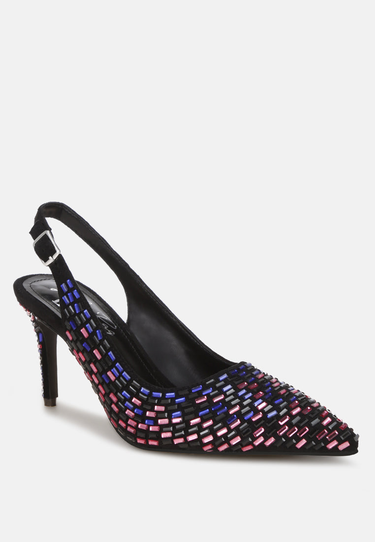 Lutina Rhinestones Embellished Slingback Sandals