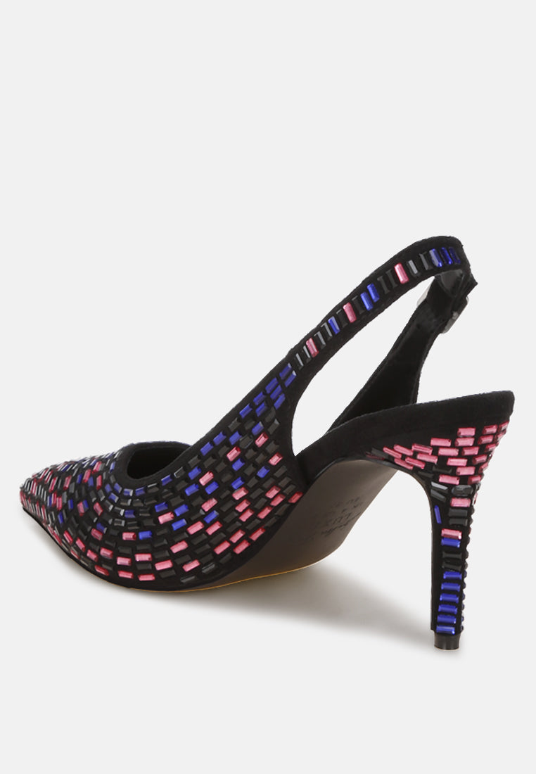 Lutina Rhinestones Embellished Slingback Sandals