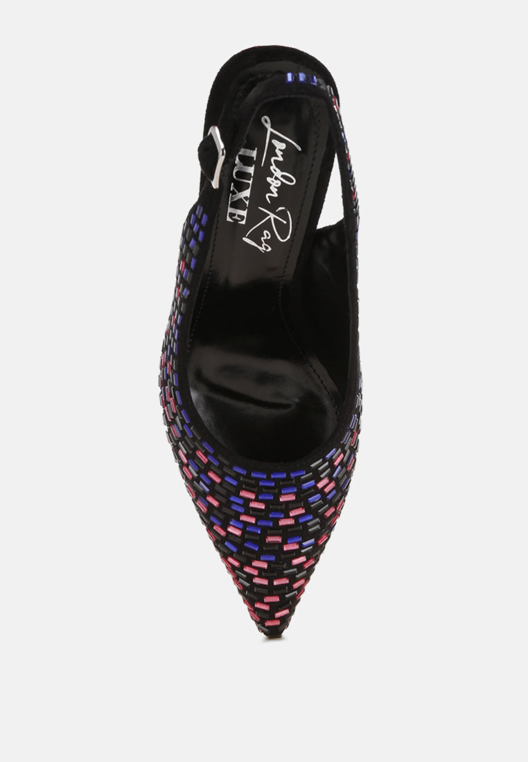 Lutina Rhinestones Embellished Slingback Sandals