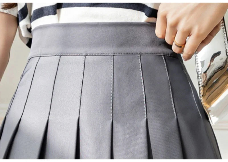 White Women Pleated Skirts Summer High Waist Zipper Girls Dancing JK Mini Skirts Black Fashion Student A Line Faldas 2024