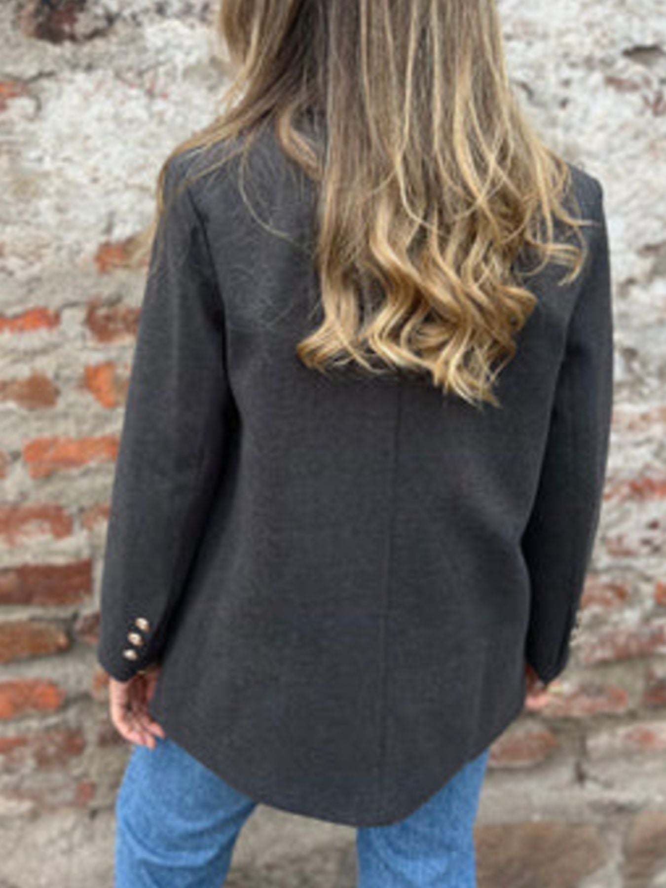 Full Size Double Breasted Long Sleeve Blazer