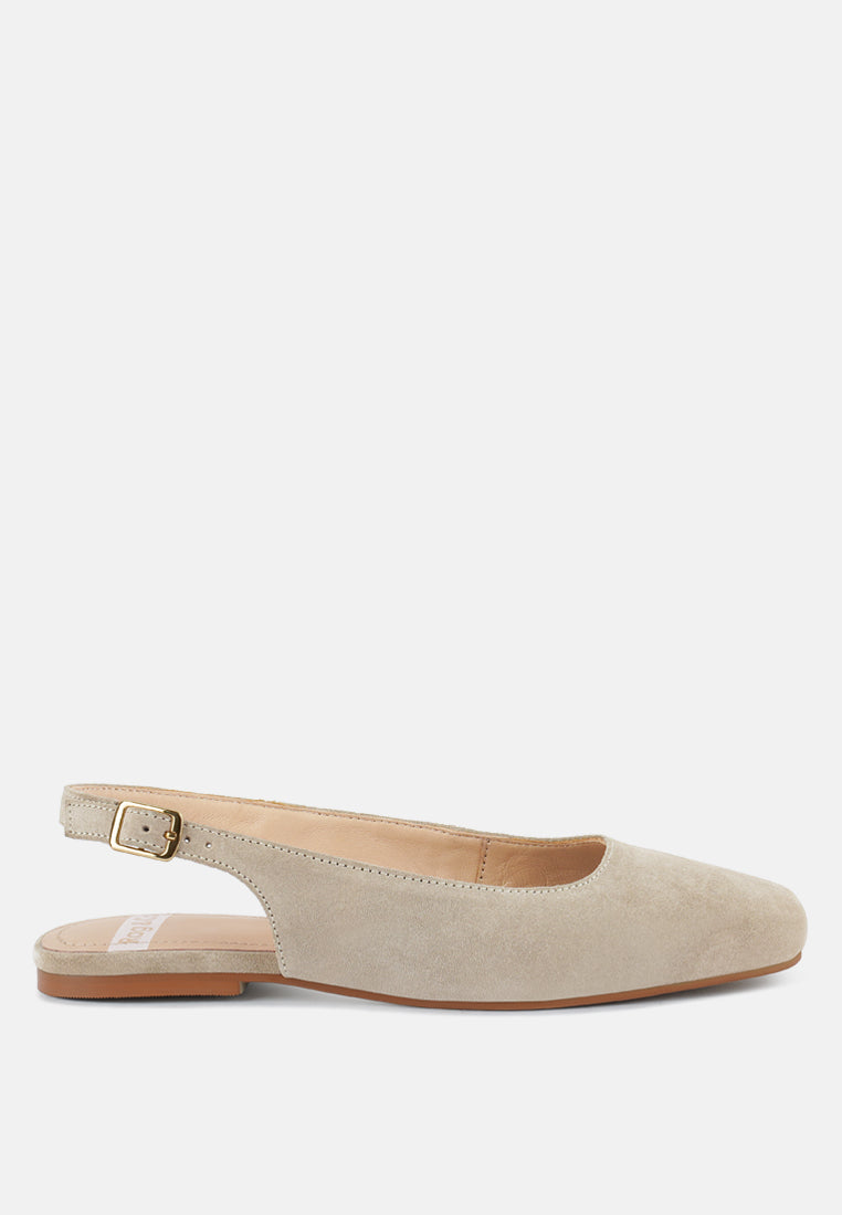 Sozani Genuine Suede Leather Slingback Flats