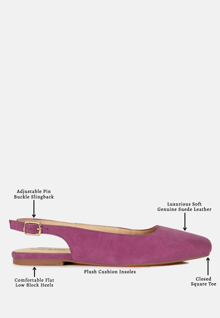 Sozani Genuine Suede Leather Slingback Flats