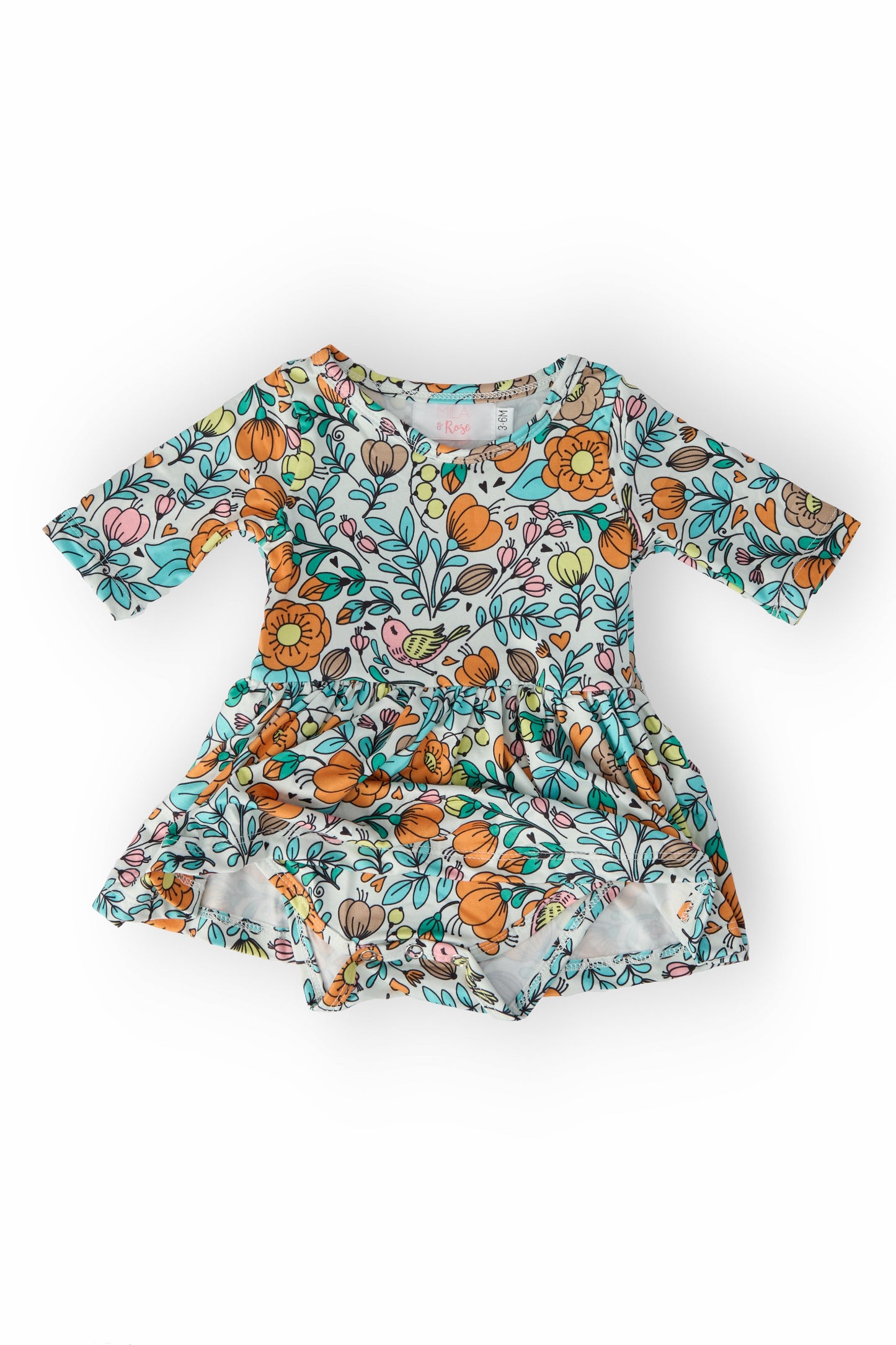 Vintage Vibes 3/4 Sleeve Twirl Body Suit