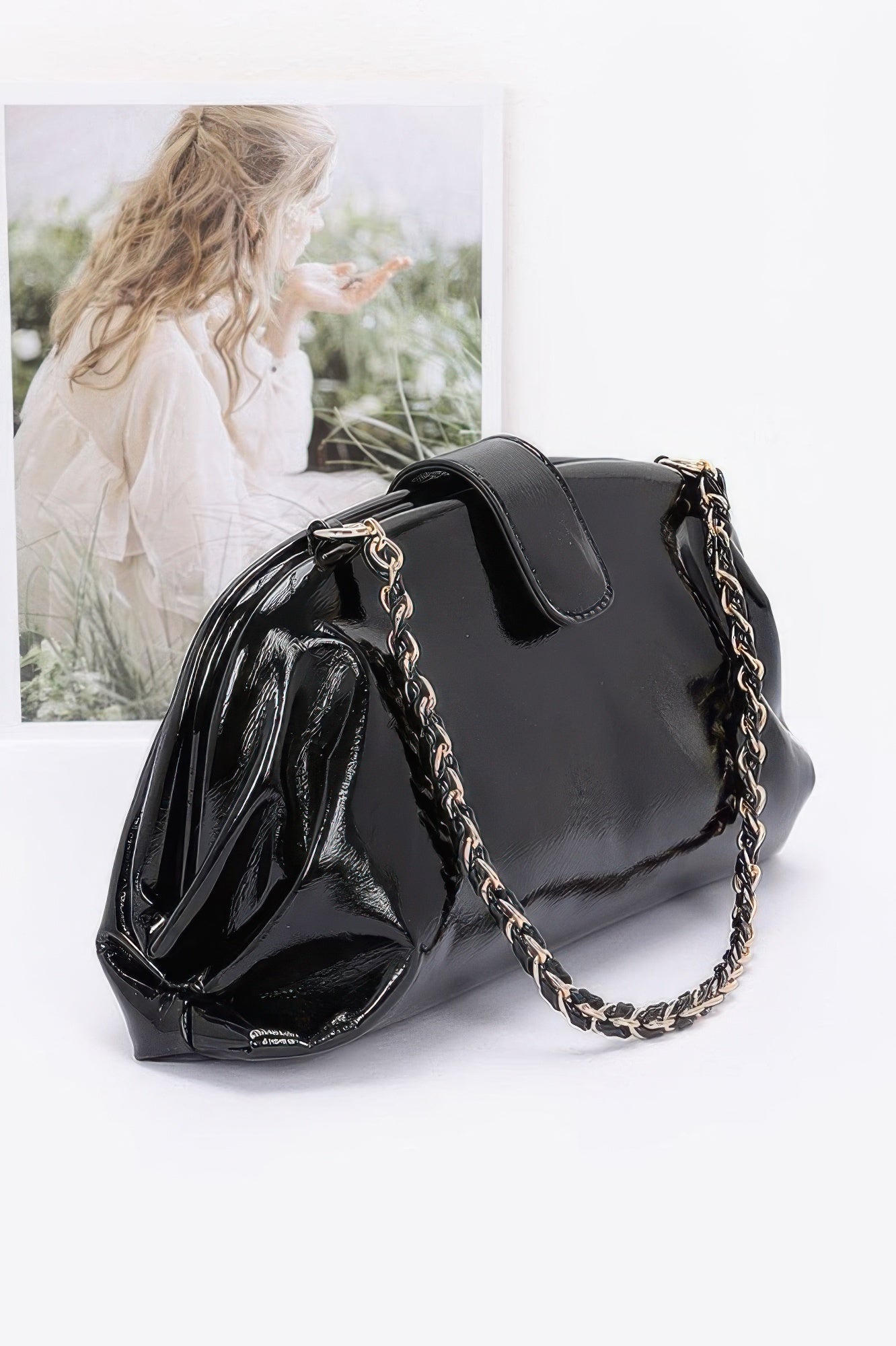 TREVISO Patent Enamel Frame Shoulder Bag