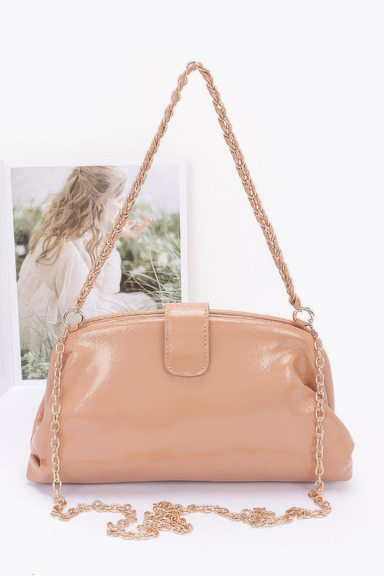 TREVISO Patent Enamel Frame Shoulder Bag