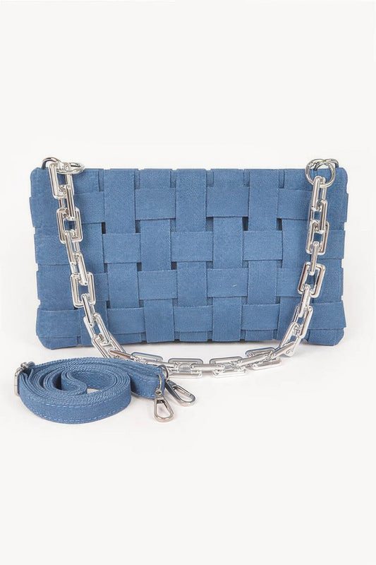 TRIBECA Denim Braided Chain Shoulder Bag