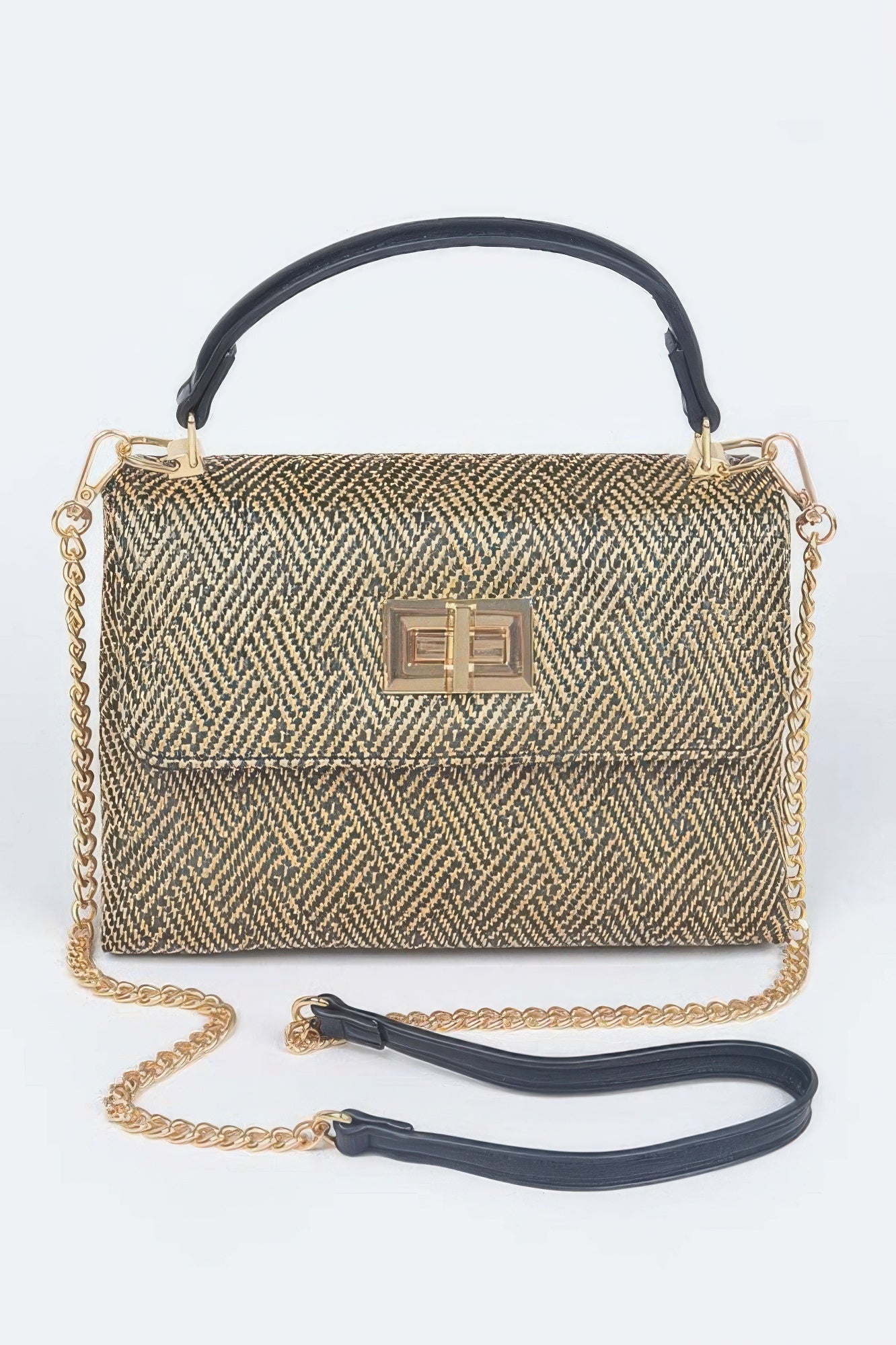 MONTAUK Woven Straw Top Handle Bag