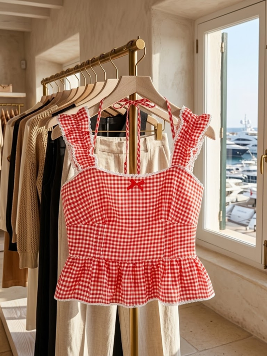 Annapolis Red Plaid Blouse