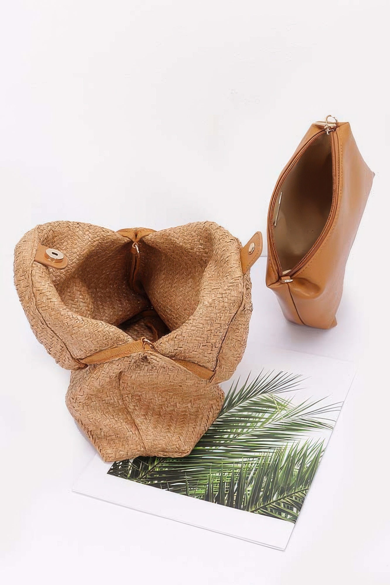 CHELSEA Faux Straw Bamboo Handle Handbag