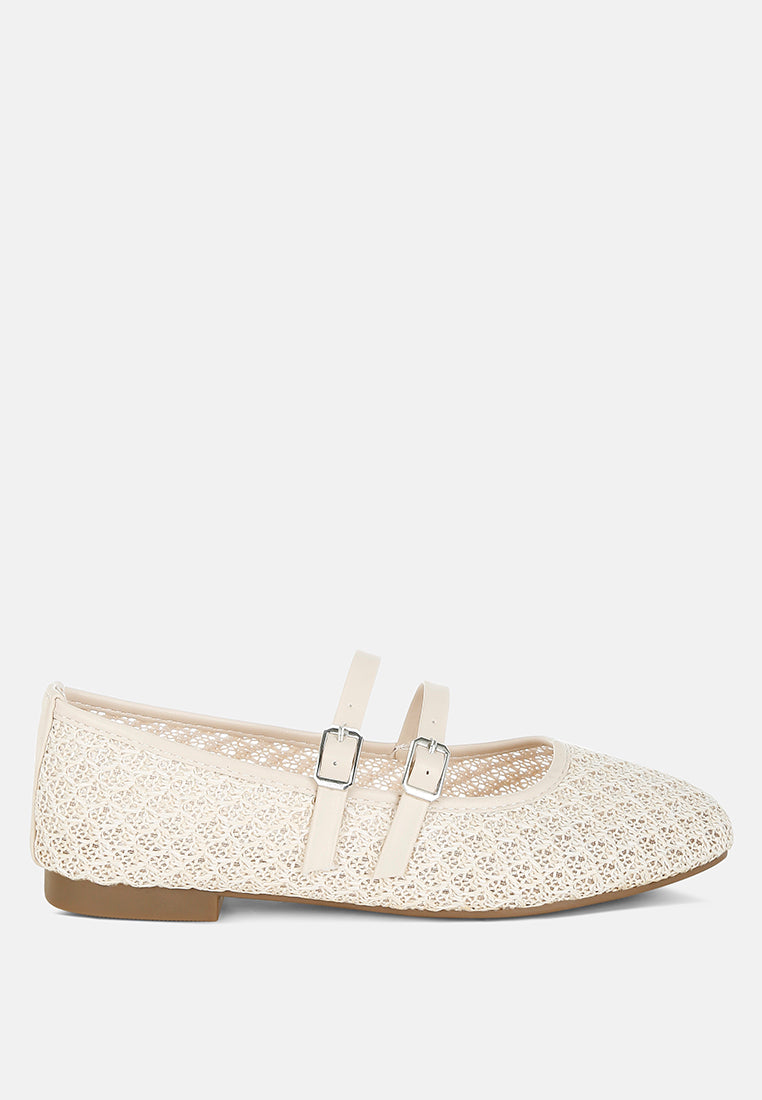 Warena Pin Buckle Strapped Ballerinas