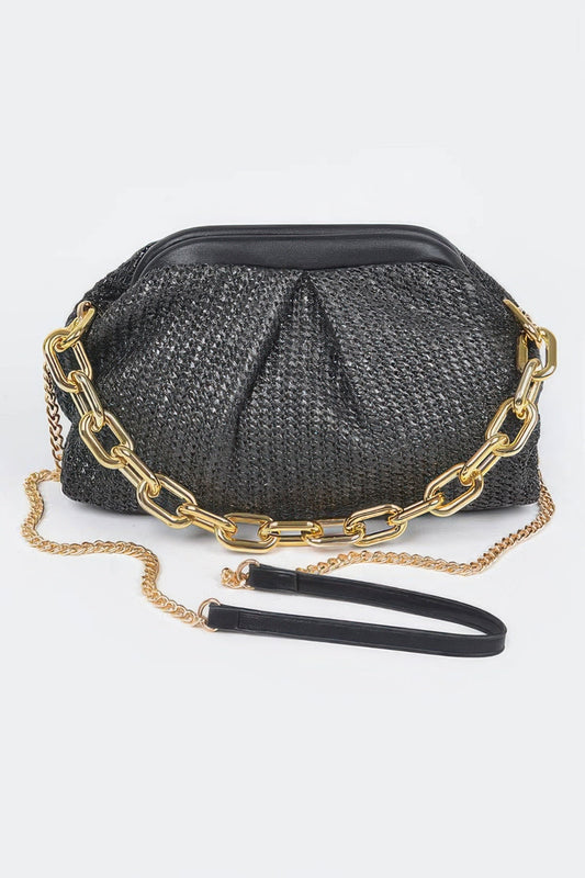 HAMPTON Faux Straw Frame Bag